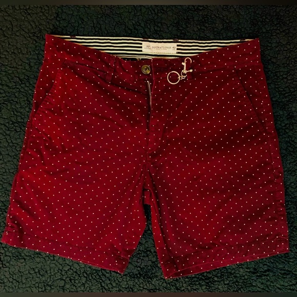 Denim & Flower Other - Denim & Flower Casual Red Polka Dot Denim Shorts Men’s Size 32